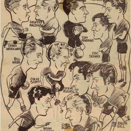 Platt FC - First Team Carricature Drawing by Mickey Durling 1960