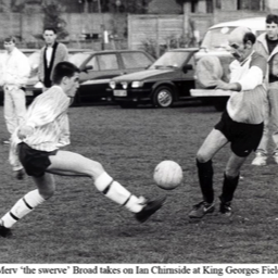 Platt FC - Merv 'the swerve' Broad takes on Ian Chirnside at King Georges Playing Field