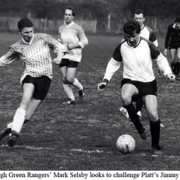 Platt FC - Borough Green Rangers' Mark Selsby looks to challenge Platt's Jimmy Usher