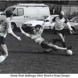 Platt FC - Simon Hunt tackles Merv Broad at King Georges Playing Field