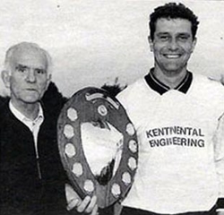 Gary Bowman presented with the Fisher Shield in 1995