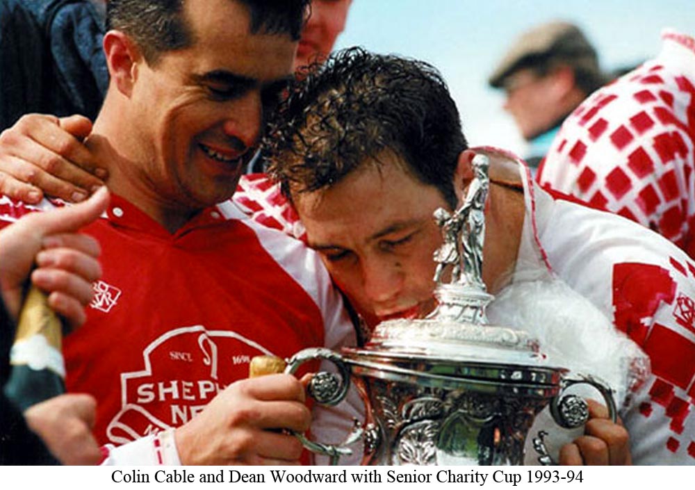 Platt's Colin Cable and Dean Woodward with the magnificent Sevenoaks Charity Cup which Platt retained in it's centenary year of 1994