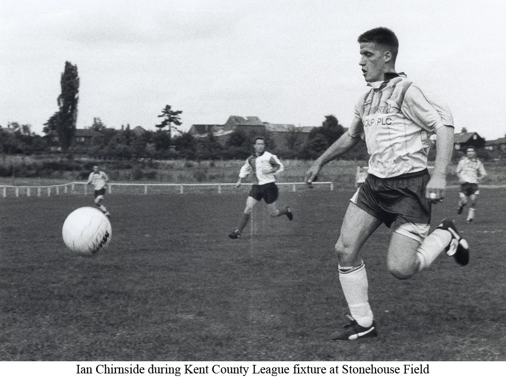 Platt striker Ian Chirnside during Kent County League fixture at Stonehouse Field in 1993
