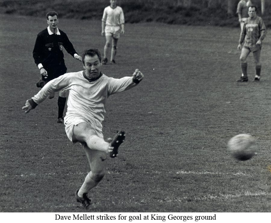 Platt's Dave Mellett strikes for goal at the King George's ground in 1992