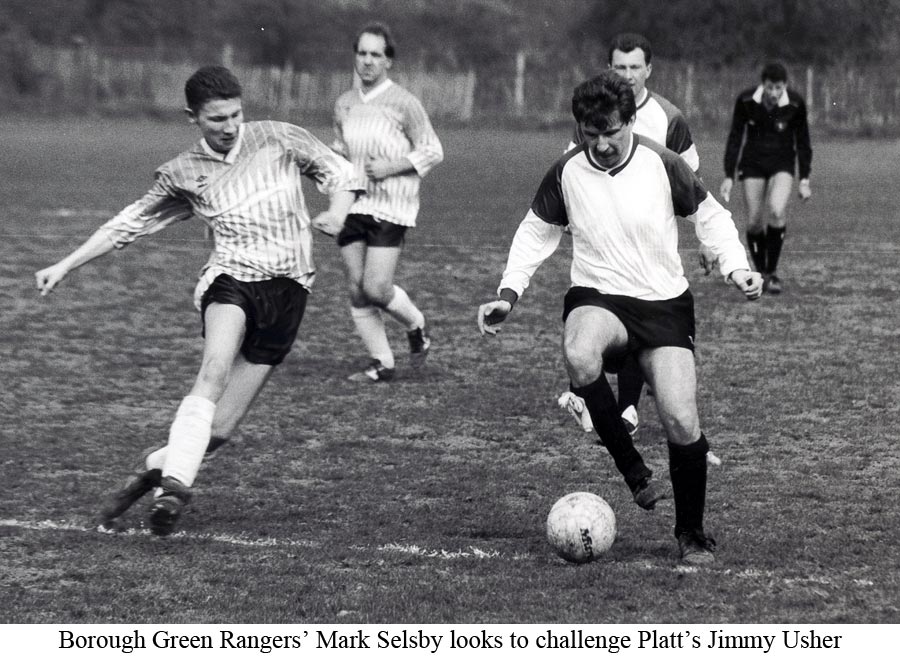 Platt's Jimmy Usher during local derby with Borough Green Rangers in 1991